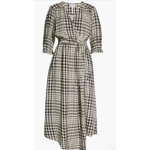Apiece Apart Lucinda Plaid Cotton Wrap Midi Dress NWT Size XL